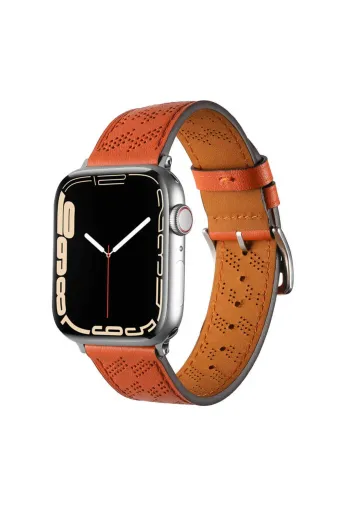 Techaks TCHS-25330 Watch 7 41Mm Uyumlu Krd-76 Pu Deri Kordon Strap Kayış Clo- Turuncu