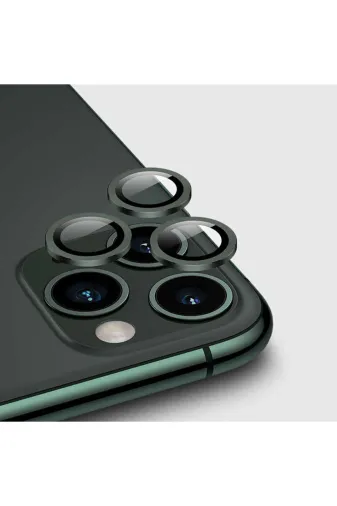 Techaks TCHS-CL-02-iPhone 12 Pro Iphone 12 Pro Uyumlu Zore Cl-02 Kamera Koruyucu-Koyu Yeşil