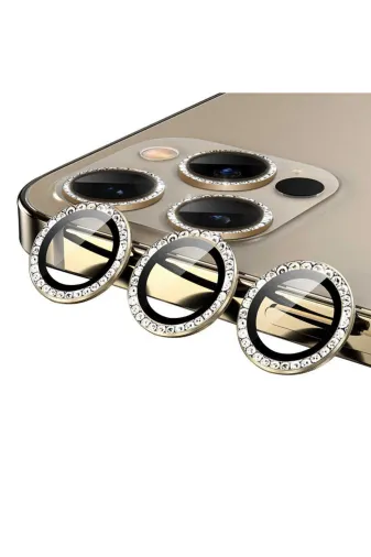 Techaks TCHS-CL-06-iPhone 12 Pro Max Iphone 12 Pro Max Uyumlu Zore Cl-06 Kamera Koruyucu-Gold