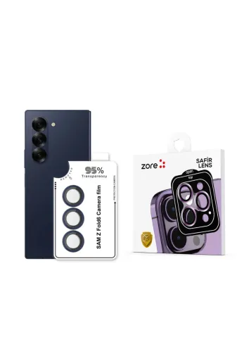 Techaks TCHS32802 Galaxy Z Fold 6 Zore Cl-11 Safir Parmak İzi Bırakmayan Anti-Reflective Kamera Lens Koruyucu-Mavi