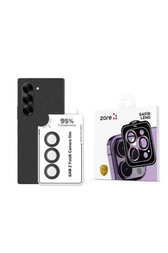 Techaks TCHS32802 Galaxy Z Fold 6 Zore Cl-11 Safir Parmak İzi Bırakmayan Anti-Reflective Kamera Lens Koruyucu-Siyah