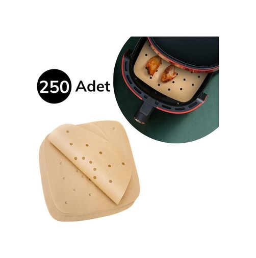 tedaks 474189AR53YT3997 250 Adet Air Fryer Pişirme Kağıdı Tek Kullanımlık Hava Fritöz Yağ Geçirmez Yapışmaz Gıda Pişirme Kağıdı Delikli Kare Model