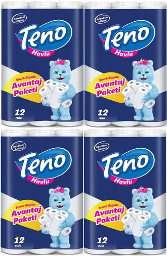 Teno Ultra Kağıt Havlu Çift Katlı 48 Li Paket (4PK*12) (Avantaj Pk Serisi)