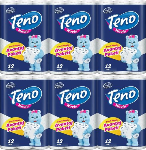 Teno Ultra Kağıt Havlu Çift Katlı 72 Li Paket (6PK*12) (Avantaj Pk Serisi)