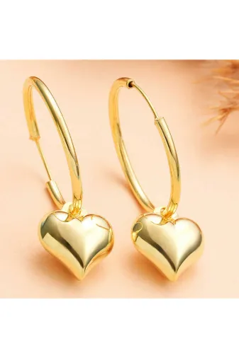 Toptan Bulurum YG-090212T8024 Gümüş Gold Kalp Sallantılı Kadın Küpe