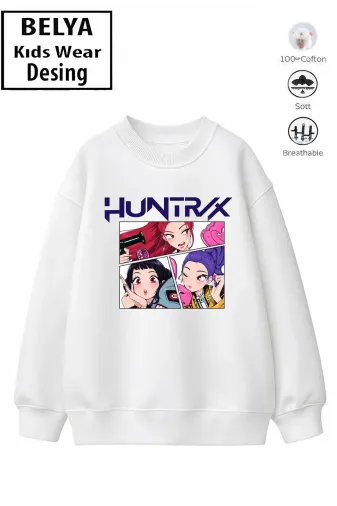Trend Çocuk Kız Model Tam Kalıp Oversize Hun Tasarım 2 İplik Pamuğa Pamuk Kumaş Sweatshirt 87