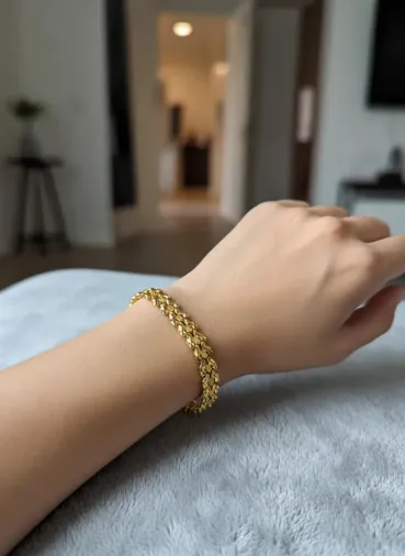Trend Tasarımcı Model Full Desenli Gold Kaplama Bileklik