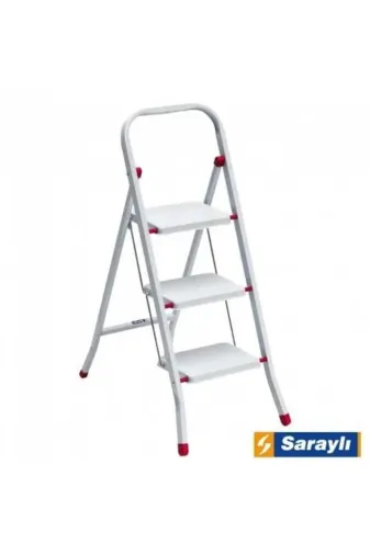TUBA TOPTAŞ TBTŞ_CLZ202-1170 Mey İthalat® Saraylı Pratik Metal Merdiven Beyaz 3 Basamaklı