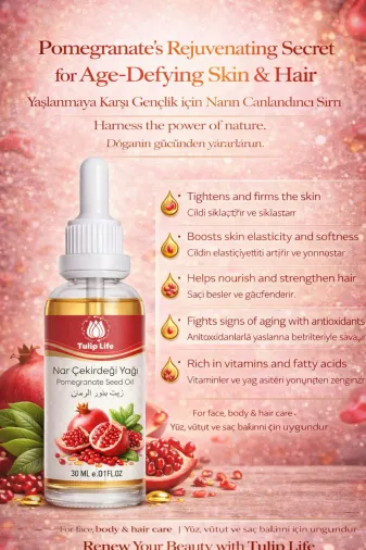 tulip life nar1 Natural & Pure Nar Çekirdeği Yağı 30 Ml