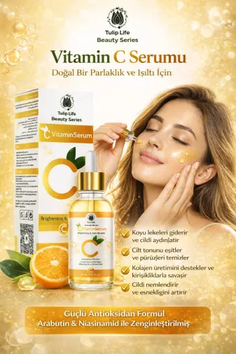 tulip life VİTAMİNC1 Vitamin C Serum – Cilt Tonu Eşitleyici, Kolajen Destekleyici & Antioksidan Bakım Serumu 30 Ml