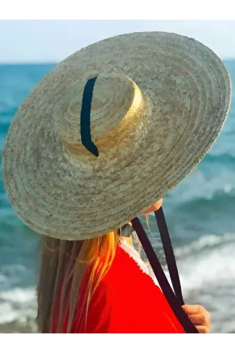 Tulum Ince Maxi Doğal Hasır Şapka