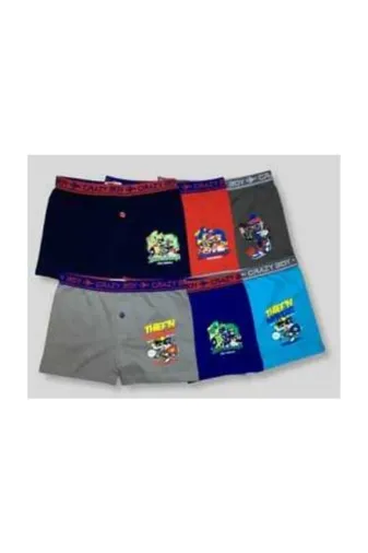 Tutku 00444 Erkek Çocuk Çok Renkli 12'lı Paket Elastan Pamuk Baskılı Boxer