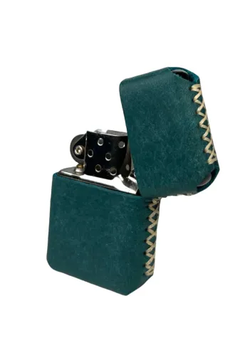 twingold TWNHDZPPO Handmade El Yapımı Hakiki Deri Zip Modeli Çakmak Petrol Yeşili