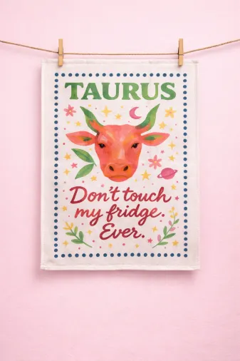 Typoniq Attitude Included TYP25101002 Zodiac Boğa Burcu Pamuklu 2'li Mutfak Havlusu (40X50 Cm)