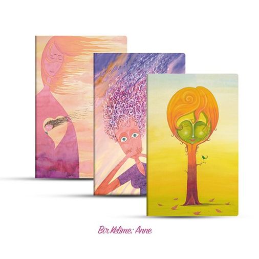 Üçlü Çizgili Defter Seti: Bir Kelime: Anne