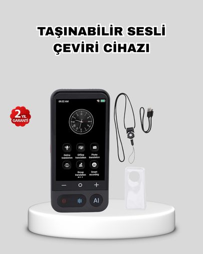 UCUZTEKNO TKNXUCZZZTRANSLATORMKR Taşınabilir Akıllı Sesli Çeviri Cihazı 139 Dil Desteği, Dokunmatik Ekran