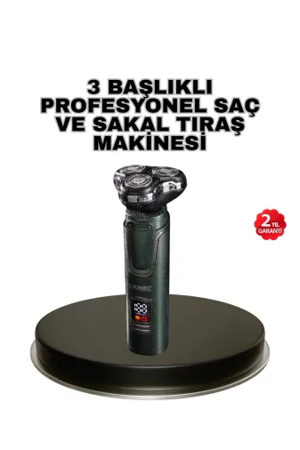 UCUZTEKNO TYC1EE0A1595691629760F700 Trendlia Kablosuz Profesyonel Erkek Bakım Seti – 3 Başlıklı, 3D Akıllı Kesim, Taşınabilir