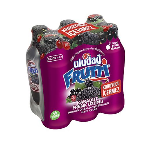 uludağ5888 Uludağ Frutti Karadut & Frenk Üzümü Aromalı Gazlı İçecek 6 X 200 Ml