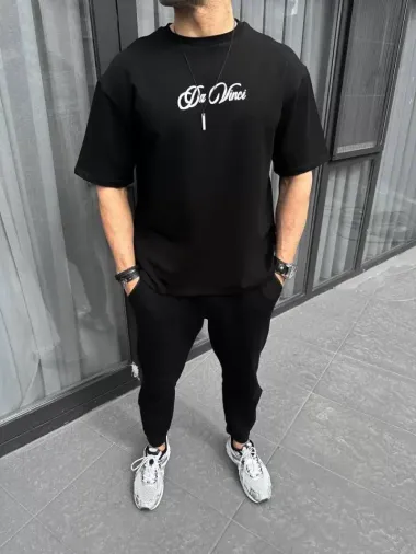 Unisex Baskılı Oversize T-Shirt - Siyah - S - Siyah