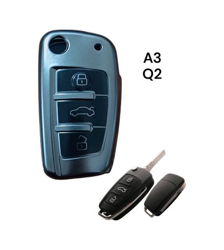 Universal 123517053 Audi A3 Q2 Anahtar Uyumlu Silikon Oto Anahtar Kumanda Kabı Kılıf Siyah