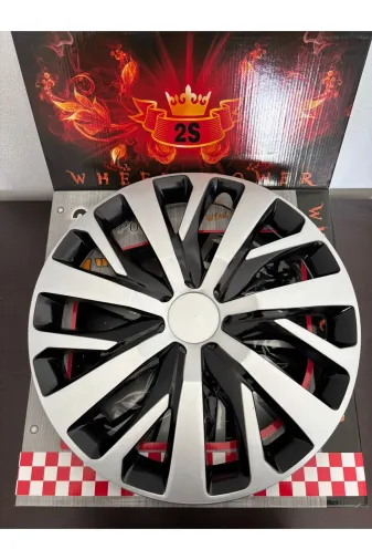 Universal 383739383 Citroen Berlingo Uyumlu 15"inç Çift Renk Jant Kapağı, 4'lü Takım, Amblem Hediyeli