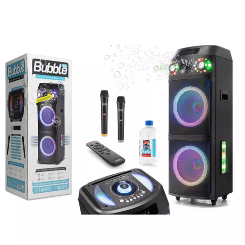 uqypxP9Y4m Subzero Wr172 12"x2 100W 2 Kablosuz Mikrofonlu Kumandalı Baloncuk Çıkartan Rgb Bluetooth/usb/sd Müzik Kutusu