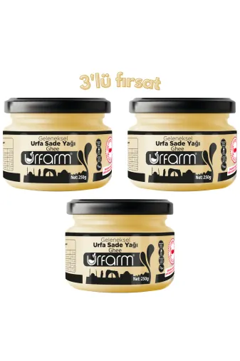 URFARM SADEYAG250-3 Koyun Sadeyağ ( Ghee ) 250 Gr - 3'lü Paket - Urfa Sadeyağ Kadim Gıda Coğrafi İşaretli Altın Yağ