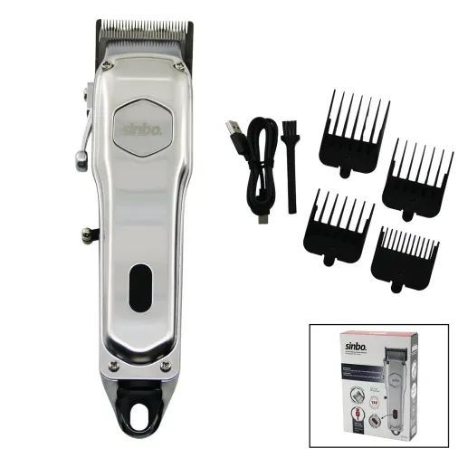 USB ŞARJLI - DİJİTAL GÖSTERGE  SAÇ - SAKAL KESME TRAŞ MAKİNESİ  ÇELİK GÖVDE - KOLLU TARAK AYARI SHC-1905 (4745)