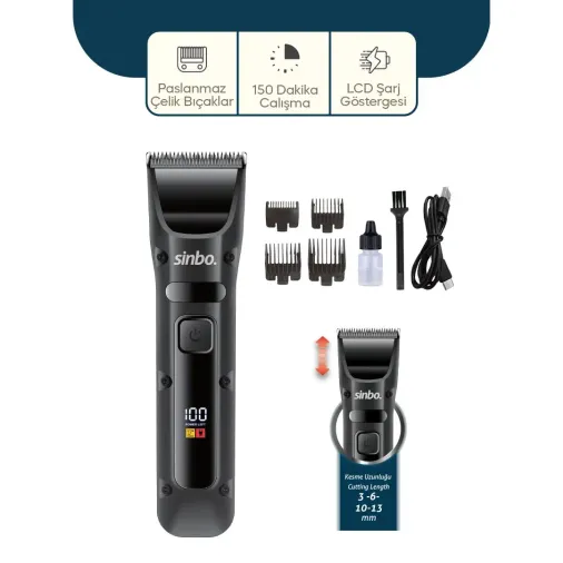 USB ŞARJLI - LCD GÖSTERGELİ SAÇ - SAKAL KESME TRAŞ MAKİNESİ SHC-1911 (4745)