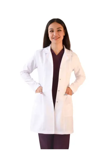 VAYTEKS 100KGYO6 Kadin Gömlek Yaka Orta Boy Doktor Öğretmen Laboratuvar Önlüğü