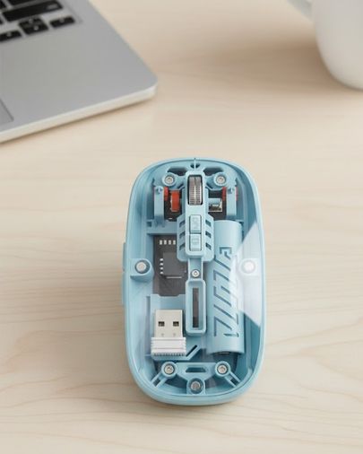 VINTESSY TKNUCZZZM223MOUSEMAVİMKR Bluetooth 5.2 Ve 2.4G Usb Kablosuz Mouse Pilli Mavi Tasarım Standart Diğer