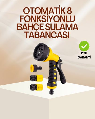 VINTESSY TKNUCZZZSULAMATABANCASIMKR 8 Fonksiyonlu Bahçe Sulama Tabancası Seti Çok Amaçlı Hortum Ucu Standart