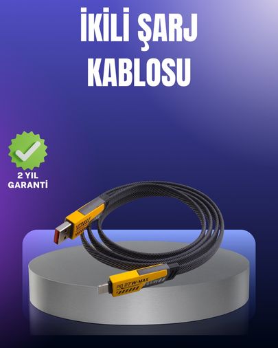 VINTESSY TKNXUCZİKİLİŞARJKABLOSU-5MKR Evrensel Uyumluluklu Dayanıklı Metal Başlıklı Hızlı Şarj Kablosu Standart
