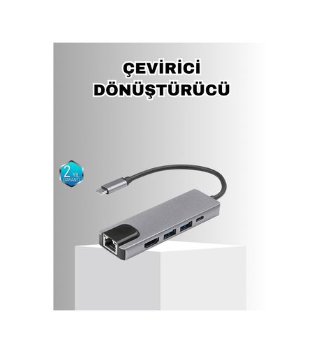 VINTESSY TKNXUCZZZMACBOOKÇEVİRİCİ-1MKR Alüminyum Kasalı Apple Uyumlu Macbook Usb-C Hub 4K Hdmı, Usb 3.0, Sd/tf Kart Girişi, Pd Şarj Desteği Akıllı Saat
