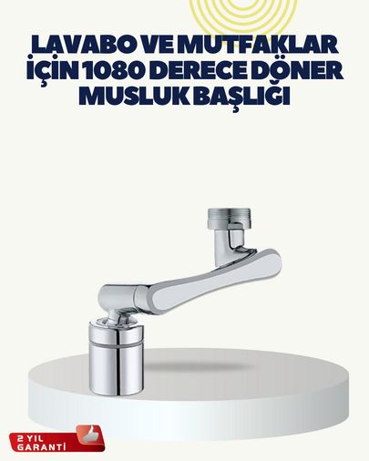 VINTESSY TKNXUCZZZMUSLUKAPARATTIIIIII-3MKR Çok Yönlü Dönebilen Musluk Başlığı 2 Fonksiyonlu Su Akışı Standart