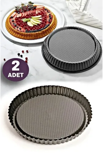 VİZON TYC2EALXTN170144879020295 2 Adet Döküm Granit Torte Model Kek Pasta Kalıbı Dilimli Turta Kek Kalıbı Siyah 28Cm