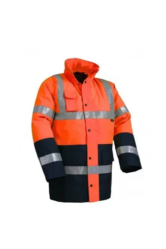 Vizwell VWJK05T Reflektörlü 300D Oxford Çift Renk Parka Yağmurluk Turuncu
