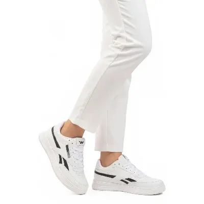Walkway Beyaz Siyah Bağcıklı Unisex Spor Ayakkabı