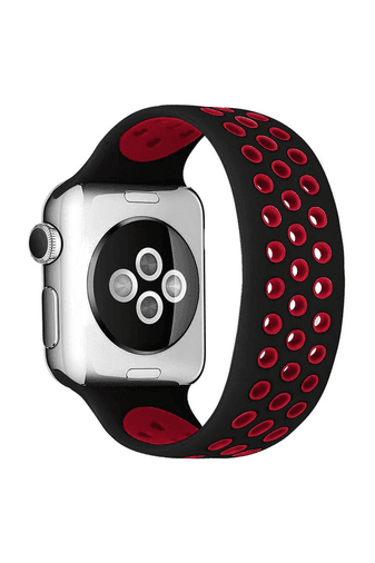Watch 38mm Ayarlı Delikli Silikon Kordon - Siyah-Kırmızı