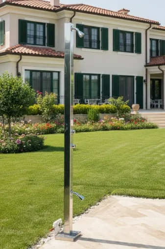 WATERSHUT WDUŞ001 Paslanmaz Çelik Havuz Duşu 220Cm -El Ve Ayak Durulama Fonksiyonlu