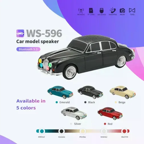 WS-596 Araba Görünümlü Kablosuz Bluetooth Hoparlör Siyah (4745)