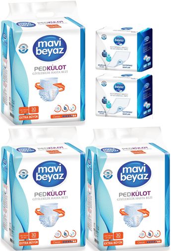 XL Ekstra Büyük Ped Emici Külot Hasta Bezi + Yatak Koruyucu Örtü