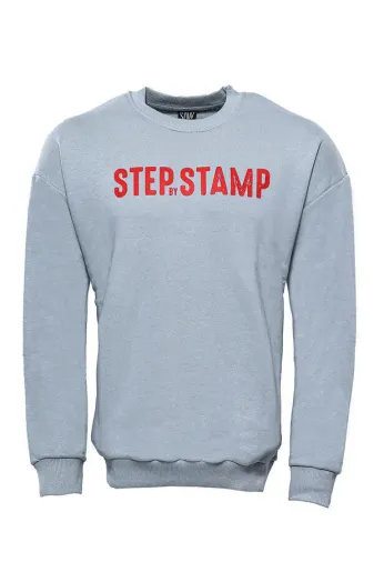 Yazı Baskılı Bisiklet Yaka Gri Sweatshirt - Wessi