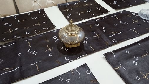 Yemekteyiz Yemek Seti Boncuk İşlemeli 9 Prç Desenli Kahve