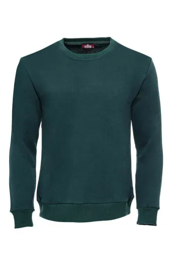 Yeşil Desensiz Bisiklet Yaka Sweatshirt - Wessi