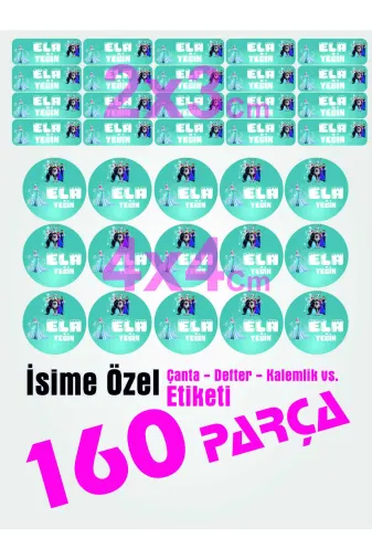YGNPLUS ELSETİKC İsime Özel Okul Etiketi - Defter - Kalem - Çanta Vs. İçin 160 Parça