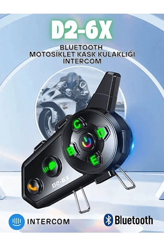 YNT İthalat EM-d2 D2-6X 1000M Mesafeli 6 Kanallı İntercom Bluetooth Motosiklet Kask Kulaklığı İntercom Kulaklık