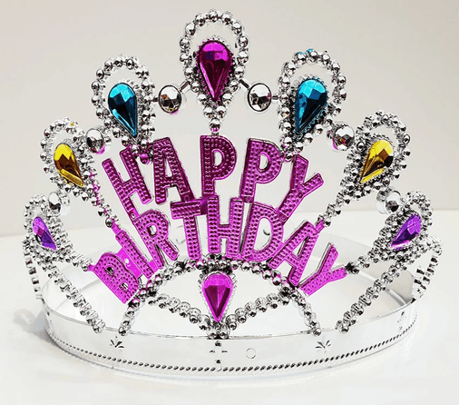 YNT İthalat SM-SMR-A039-GUMUS Gümüş Renk Happy Birthday Yazılı Doğum Günü Tacı 60 Cm