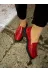 Butik sfk011 Noble Shoes Hakiki Deri Kırmızı Rugan Kadın Loafer 2