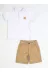 Casabony CS-24Y-048 Bej Gabardin Şort & Beyaz Polo T-Shirt Takım 2